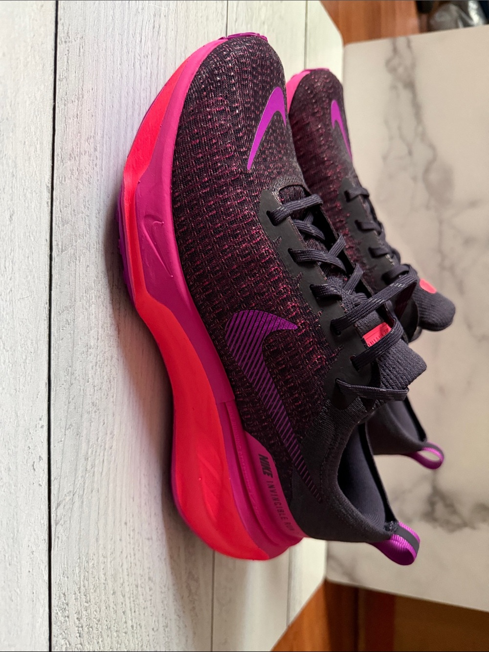Nike Zoom X Invincible Run FK 3 Women's Black and Pink Purple Running Shoes - Picture 3 of 6
